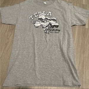 Tesla Gray Crewneck Graphic Tee with Car Illustration